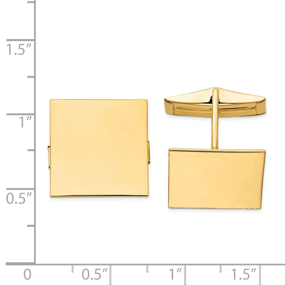 14k Real Gold Men's Square Cuff Links