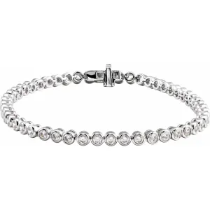 14k White Gold 3 1/2 CTW Lab-Grown Diamond Bezel-Set Bracelet 7"