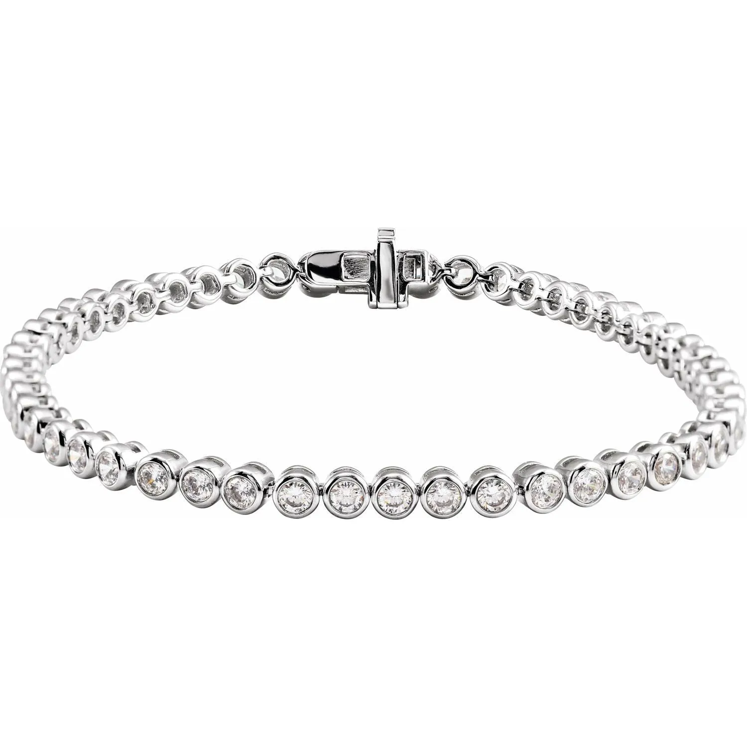 14k White Gold 3 1/2 CTW Lab-Grown Diamond Bezel-Set Bracelet 7"