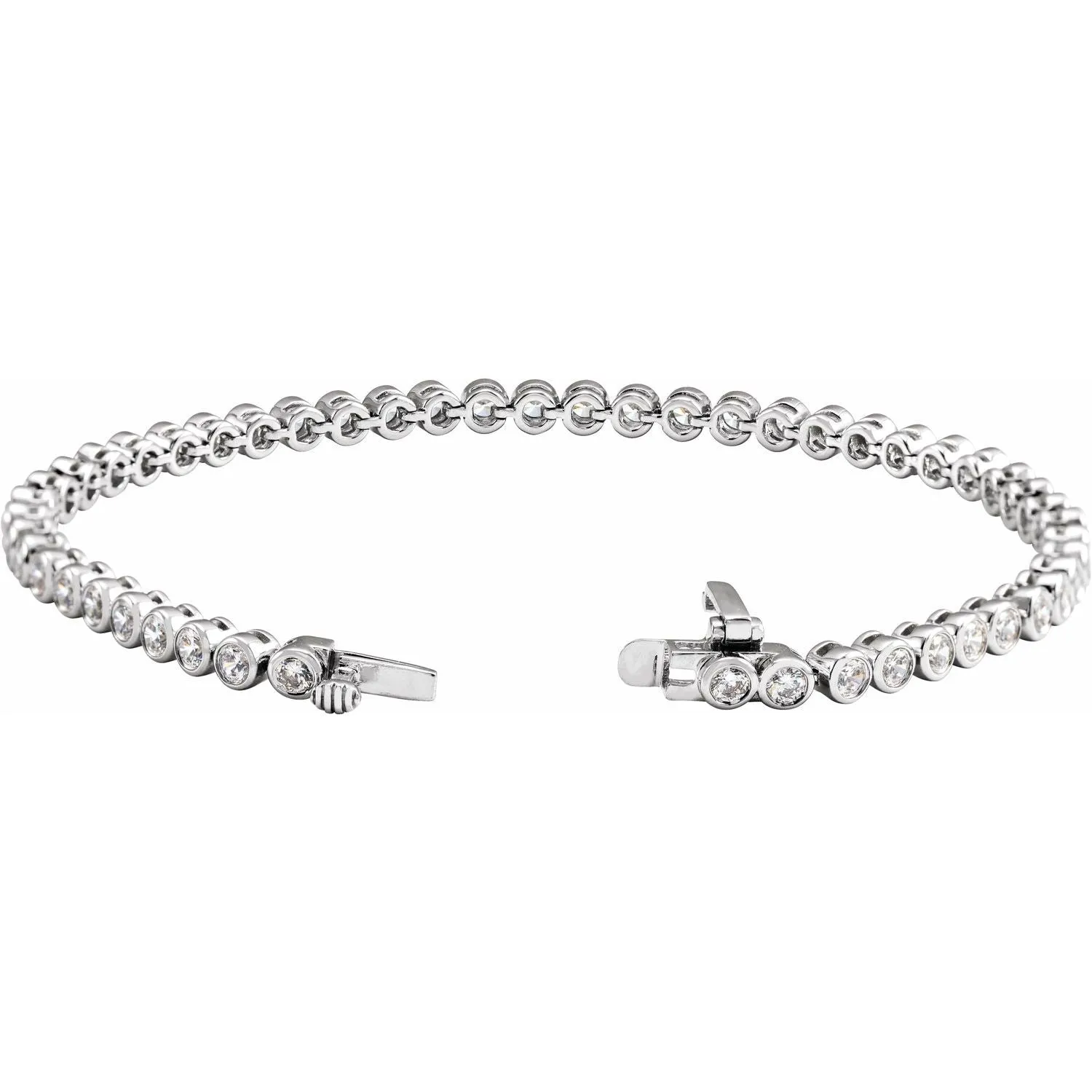 14k White Gold 3 1/2 CTW Lab-Grown Diamond Bezel-Set Bracelet 7"