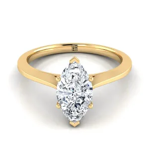 14K Yellow Gold Marquise   Timeless Solitaire Comfort Fit Engagement Ring
