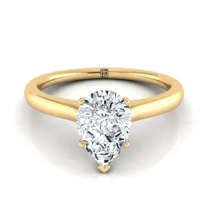 14K Yellow Gold Pear Shape Center Cathedral Solitaire Surprise Secret Stone Engagement Ring