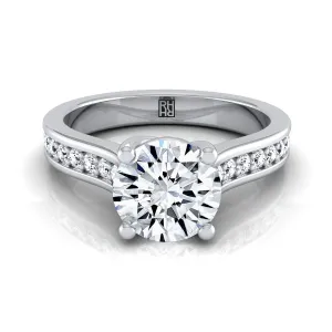 18K White Gold Round Brilliant Diamond Channel Set Engagement Ring -1/3ctw
