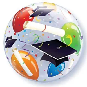 22" Grad Hats And Balloons Bubble Balloon