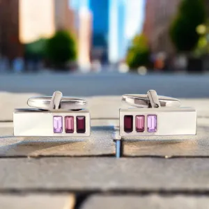 3 Purple Crystals Cufflinks (Online Exclusive)