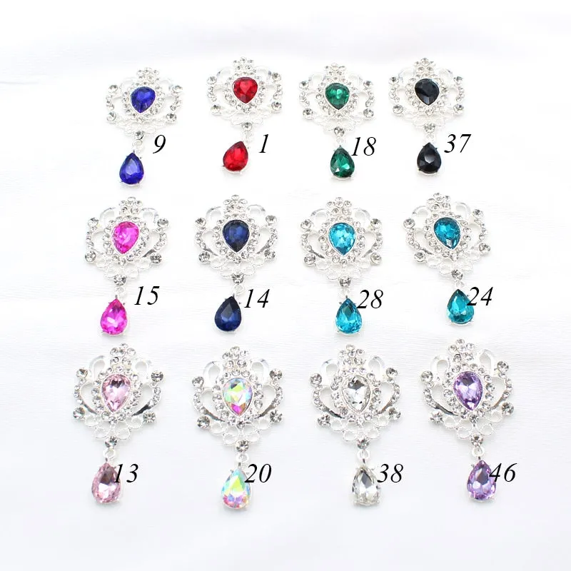 5pcs/Lot 32x62mm Water Drop Brooches Plating Silver Sewing Alloy Button Decor DIY