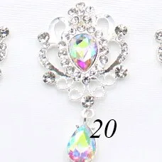 5pcs/Lot 32x62mm Water Drop Brooches Plating Silver Sewing Alloy Button Decor DIY