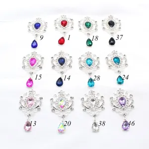 5pcs/Lot 32x62mm Water Drop Brooches Plating Silver Sewing Alloy Button Decor DIY