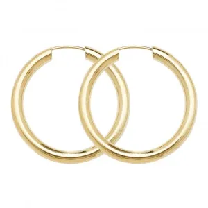 9CT Yellow Gold 20mm Sleeper Earrings ES132