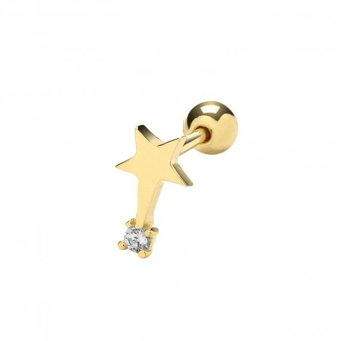 9ct Yellow Gold Zirconia Shooting Star Cartilage 6mm Post Stud ES1903