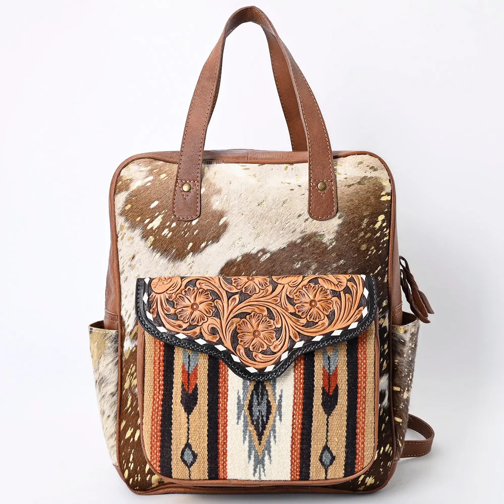 ADBG849E American Darling Hand Tooled Saddle Blanket Hair On Genuine Leather Women Bag Western Handbag Purse