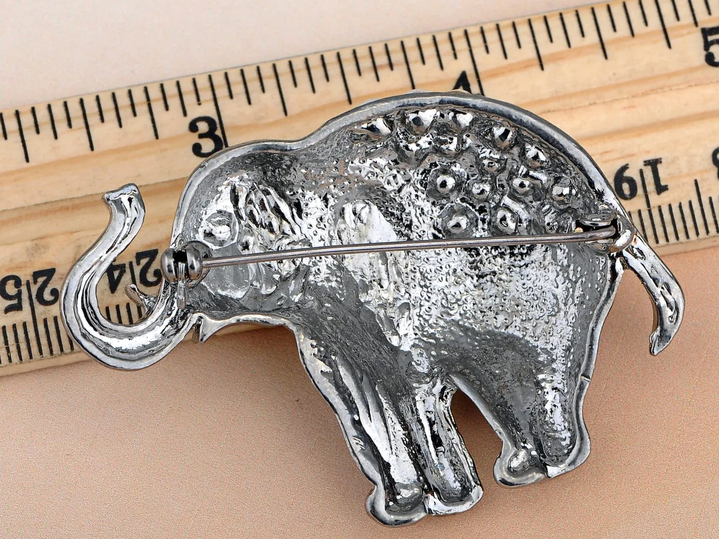 Alilang Nickel Tone Iridescent Rhinestones Pearlescent Maroon Elephant Brooch Pin