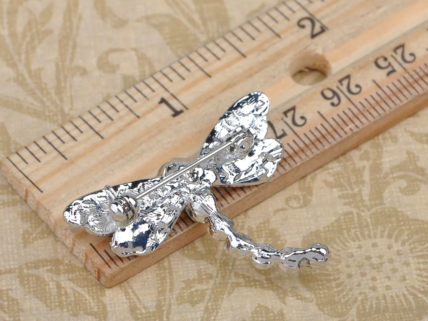Alilang Silvery Tone Iridescent Rhinestones Dragonfly Insect Wings Brooch Pin