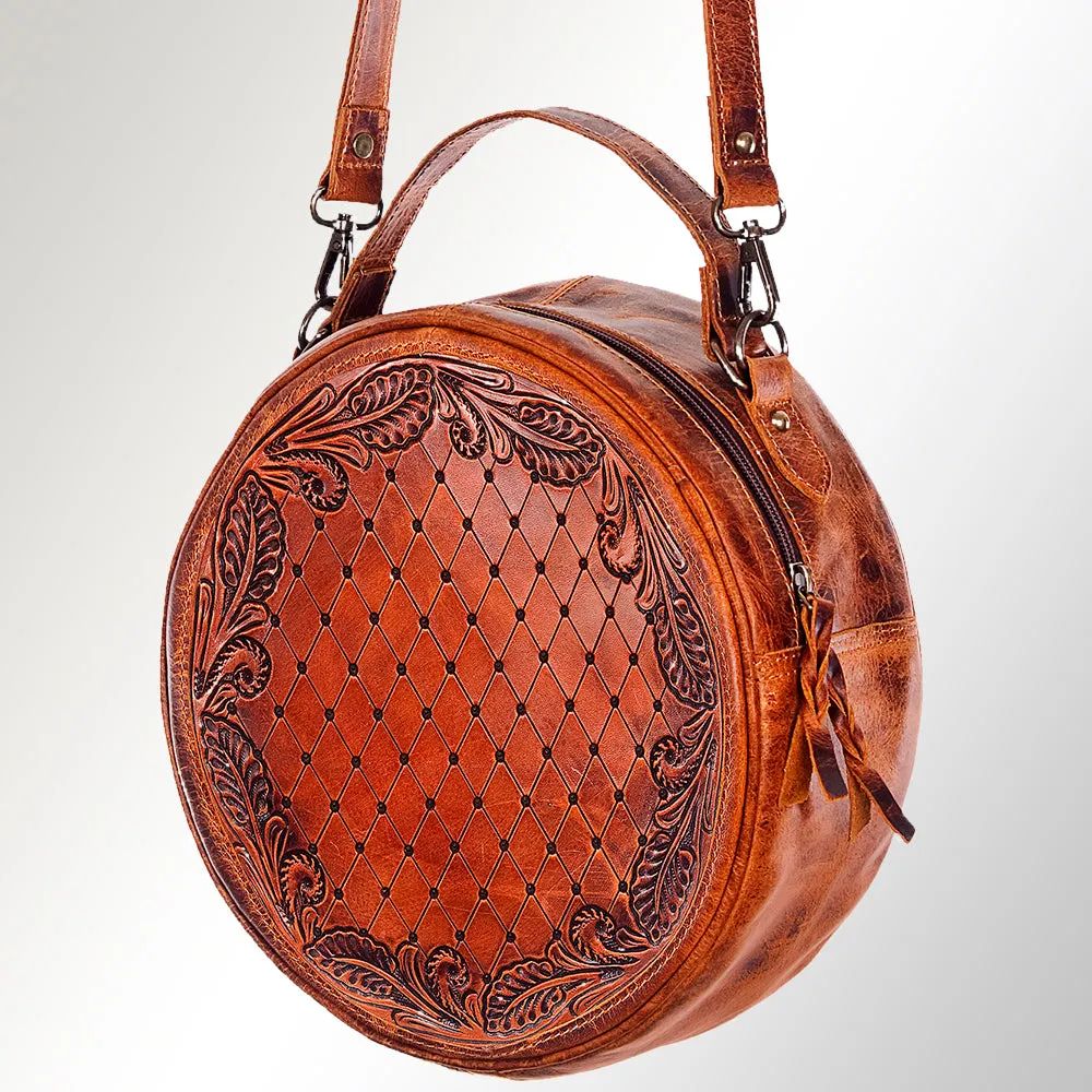 American Darling ADBG498A Canteen Hand Tooled Genuine Leather Women Bag Western Handbag Purse