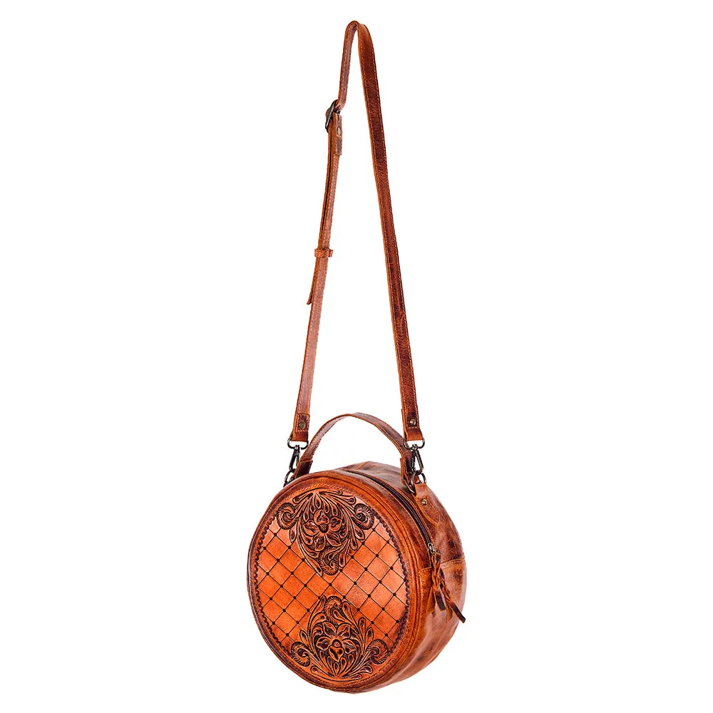 American Darling ADBG498A Canteen Hand Tooled Genuine Leather Women Bag Western Handbag Purse