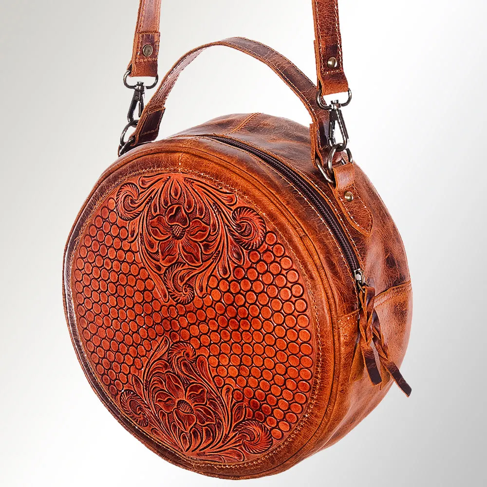 American Darling ADBG498A Canteen Hand Tooled Genuine Leather Women Bag Western Handbag Purse