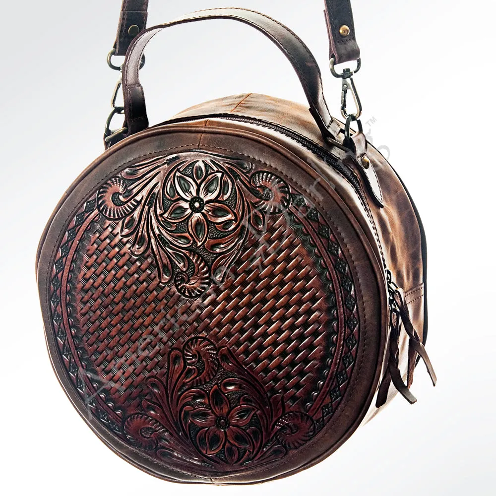 American Darling ADBG498A Canteen Hand Tooled Genuine Leather Women Bag Western Handbag Purse