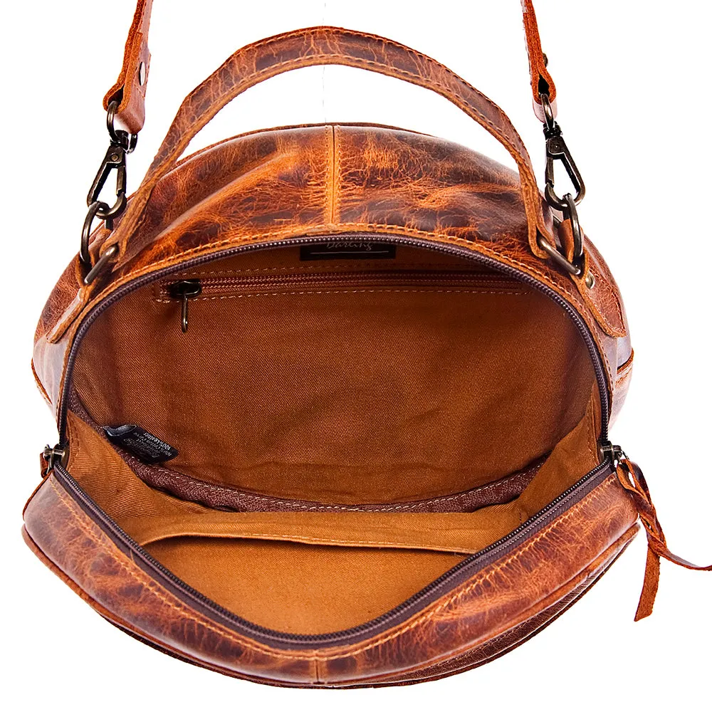 American Darling ADBG498A Canteen Hand Tooled Genuine Leather Women Bag Western Handbag Purse