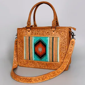 American Darling ADBG582A Tote Hand Tooled Saddle Blanket Genuine Leather Women Bag Western Handbag Purse