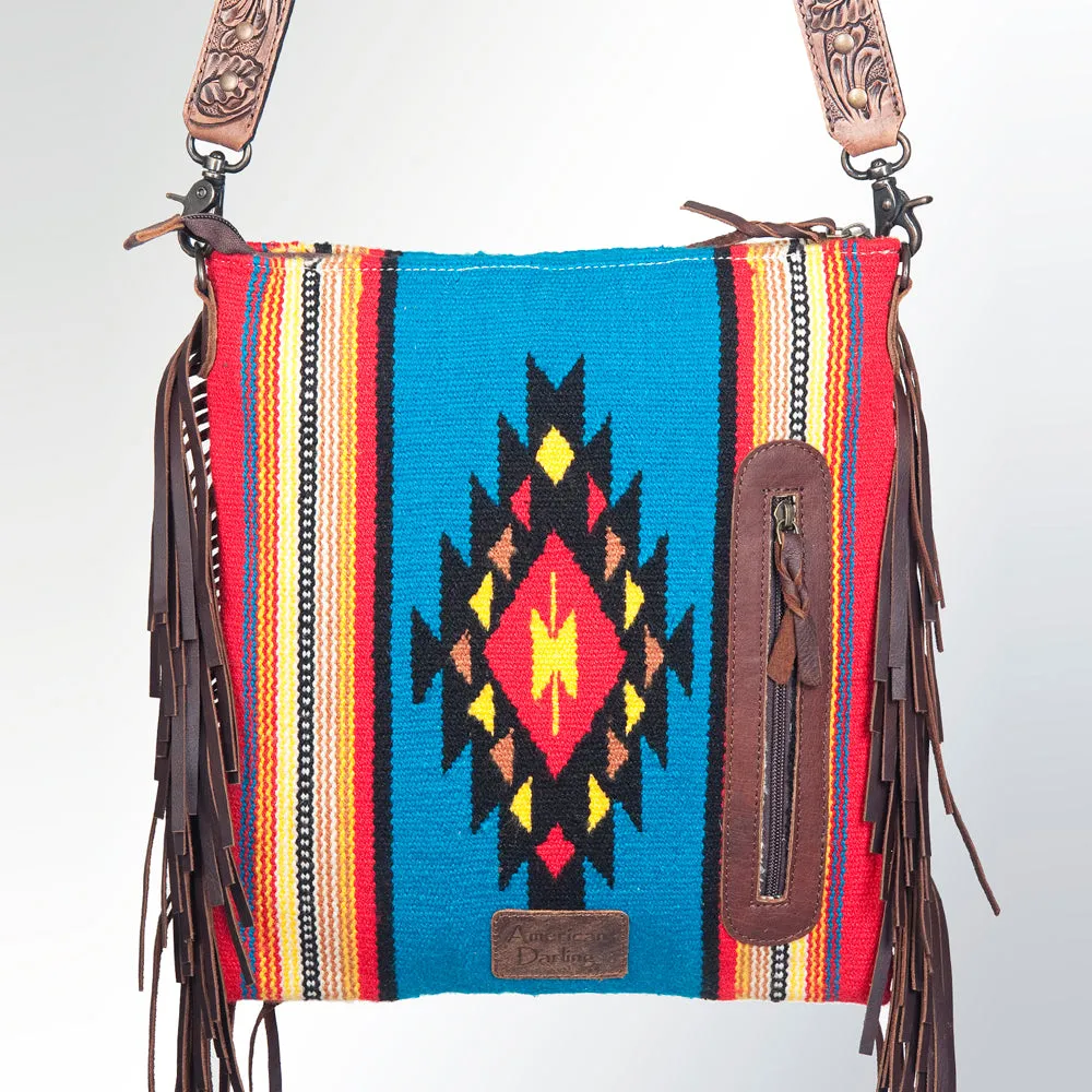 American Darling ADBG675 Large Crossbody Hand Tooled Saddle Blanket Genuine Leather Women Bag Western Handbag Purse