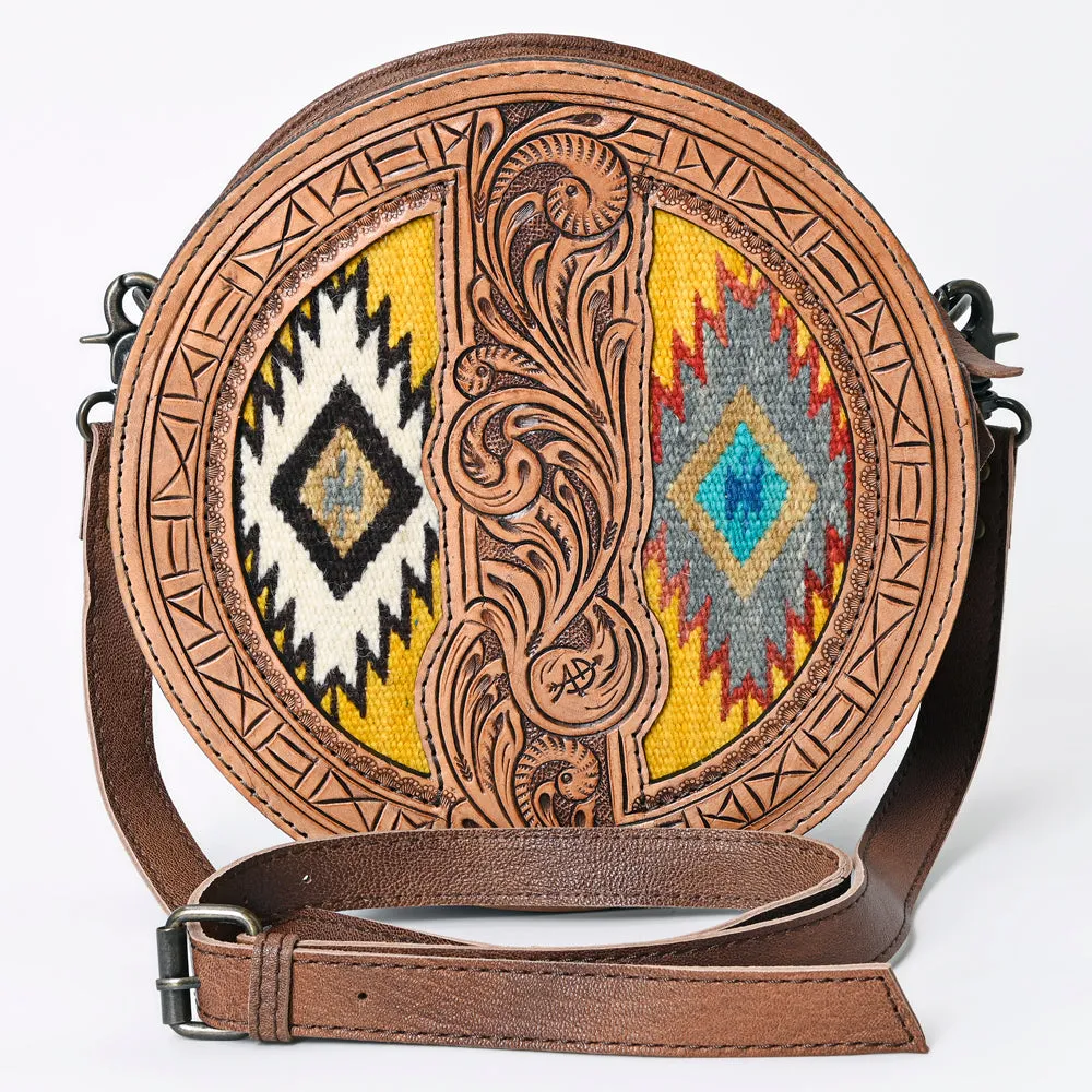 American Darling ADBG839B Canteen Hand Tooled Saddle Blanket Genuine Leather Women Bag Western Handbag Purse