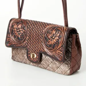 American Darling ADBGI157 Crossbody Hand Tooled Hair-On Genuine Leather Women Bag Western Handbag Purse