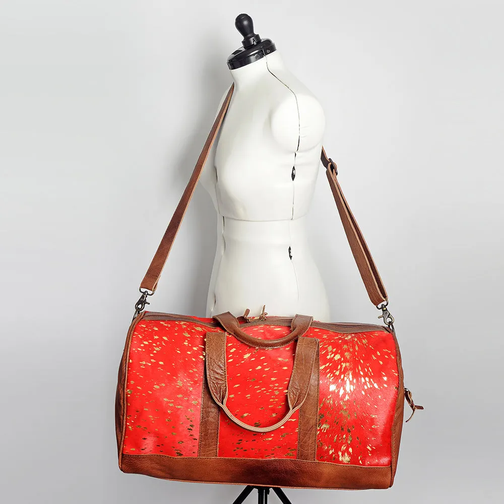 American Darling ADBGS174C Duffel Hair On Genuine Leather Women Bag Western Handbag Purse