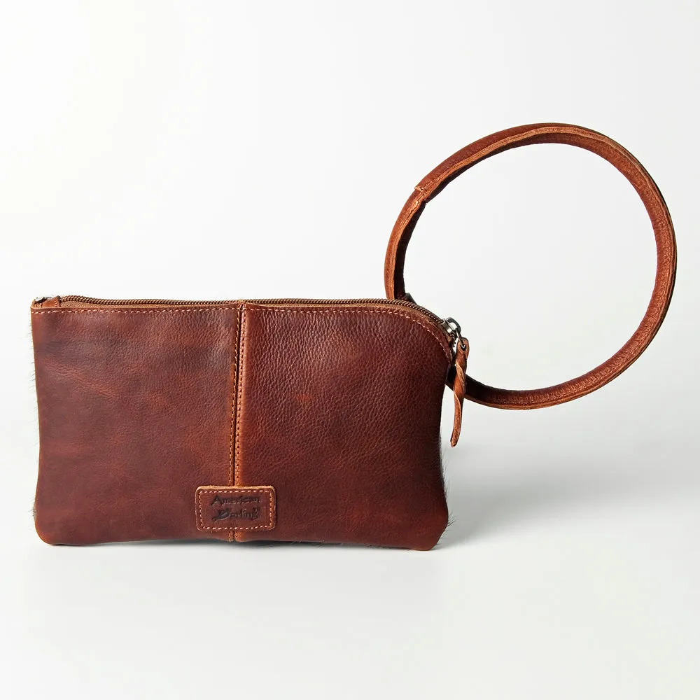 American Darling ADBGZ335A Wristlet Hand Tooled Hair On Genuine Leather women bag western handbag purse