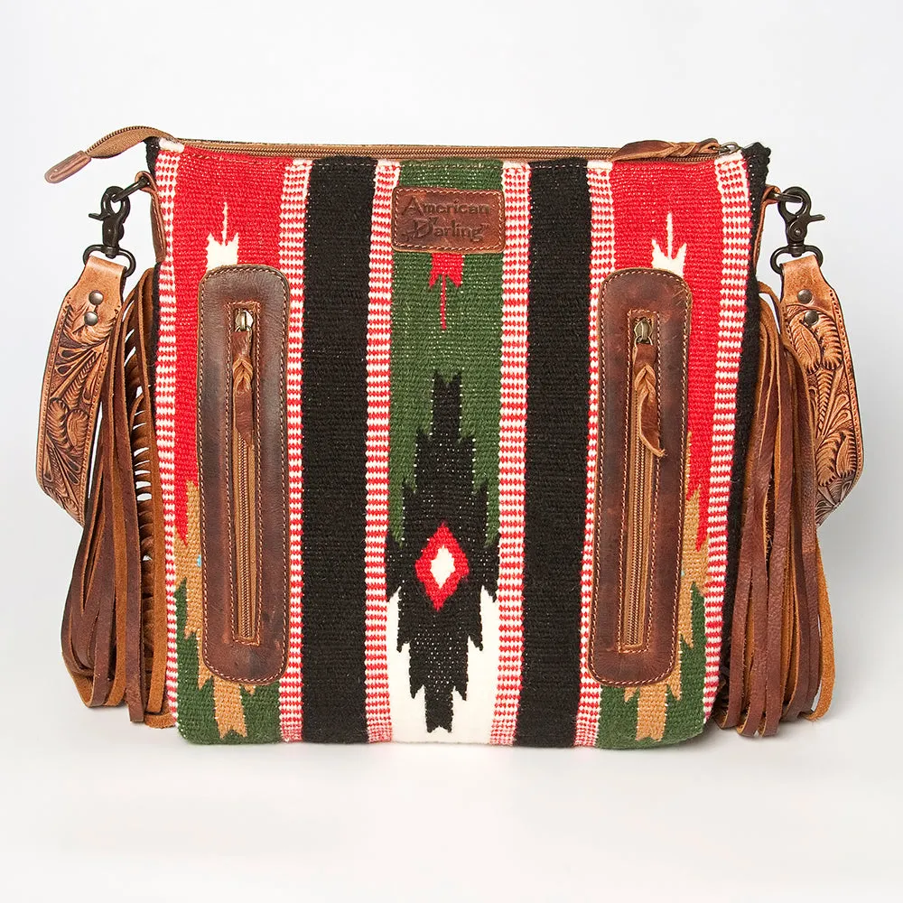 American Darling ADBGZ563A Signature Crossbody Hand Tooled Saddle Blanket Genuine Leather women bag western handbag purse