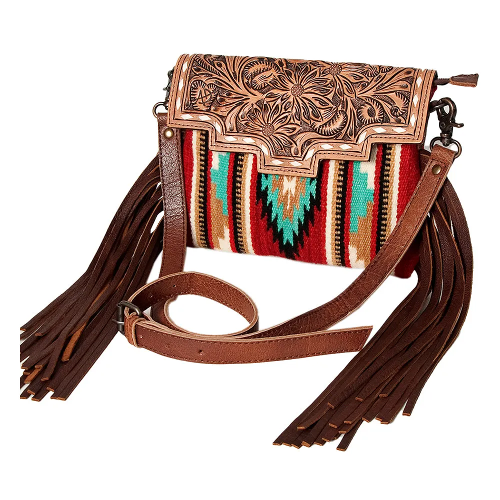 American Darling Crossbody Hand Tooled Saddle Blanket Genuine Leather Women Bag Western Handbag Purse
