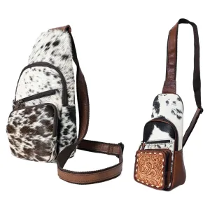 American Darling Sling Hand Tooled Hair-On Genuine Leather women bag western handbag purse