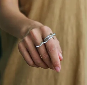 Birds on Branch Ring Sterling Silver