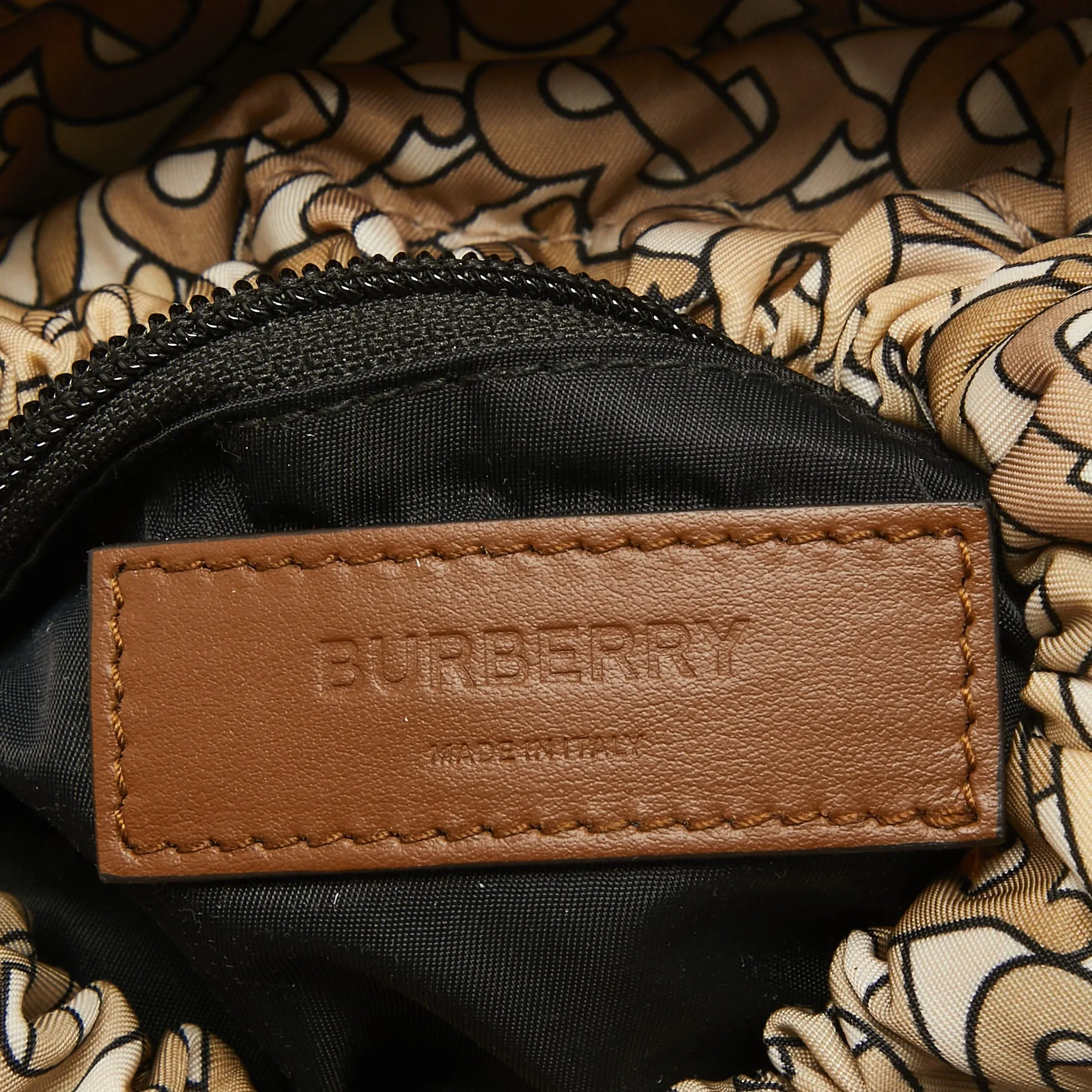 BURBERRY Brown TB Monogram Nylon and Mesh Leo Sling Bag