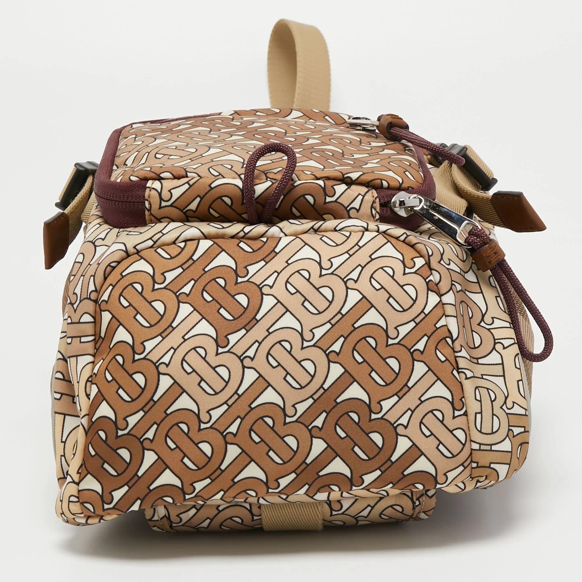 BURBERRY Brown TB Monogram Nylon and Mesh Leo Sling Bag