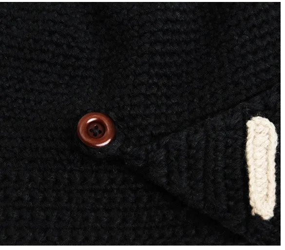 Buttons Unisex Crochet Knit Black Ski Beanie Wool Roman Knight Hat Mask Cap