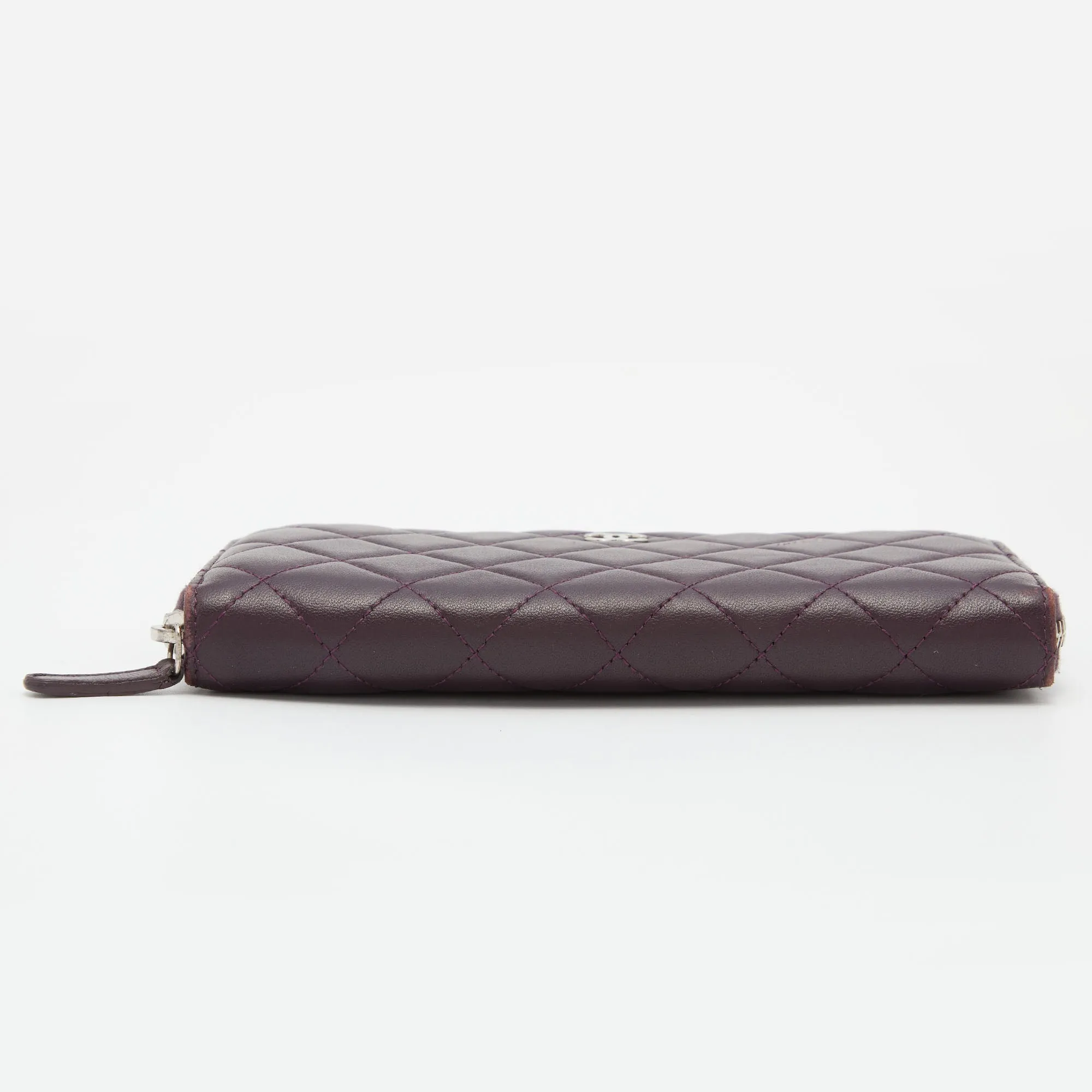 CHANEL Purple Quilted Leather CC Zip Around Wallet