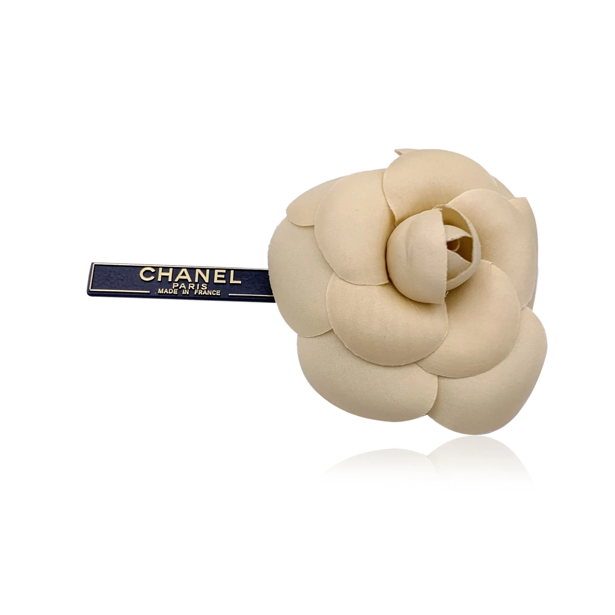 Chanel Vintage Beige Fabric Camelia Flower Camellia Brooch Pin