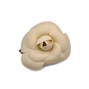 Chanel Vintage Beige Fabric Camelia Flower Camellia Brooch Pin
