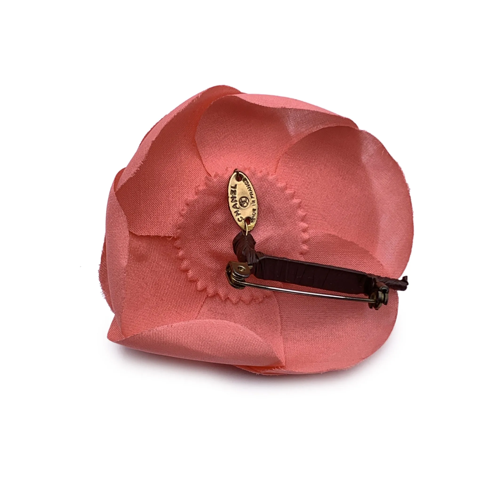 Chanel Vintage Fabric Pink Flower Camellia Camelia Pin Brooch