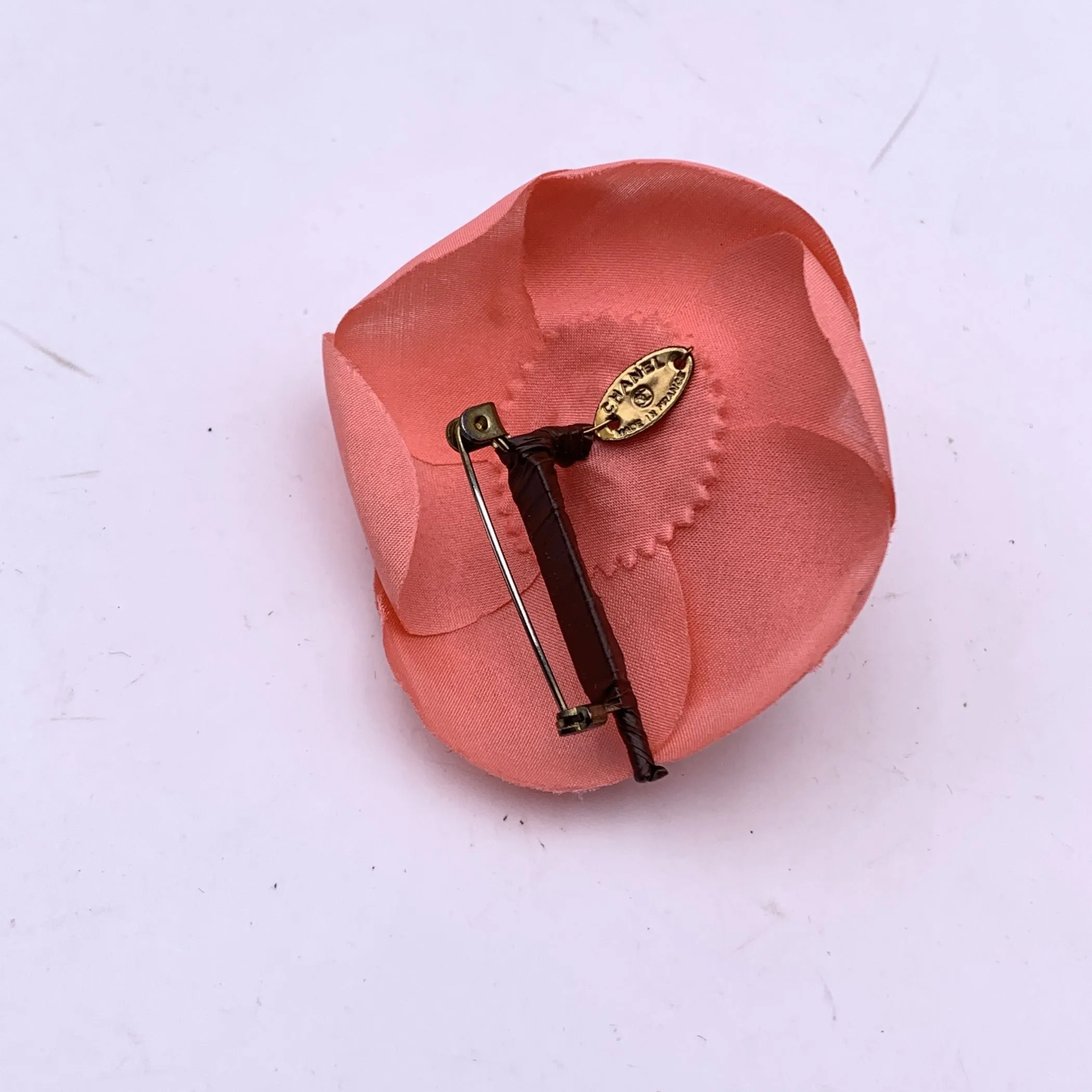 Chanel Vintage Fabric Pink Flower Camellia Camelia Pin Brooch