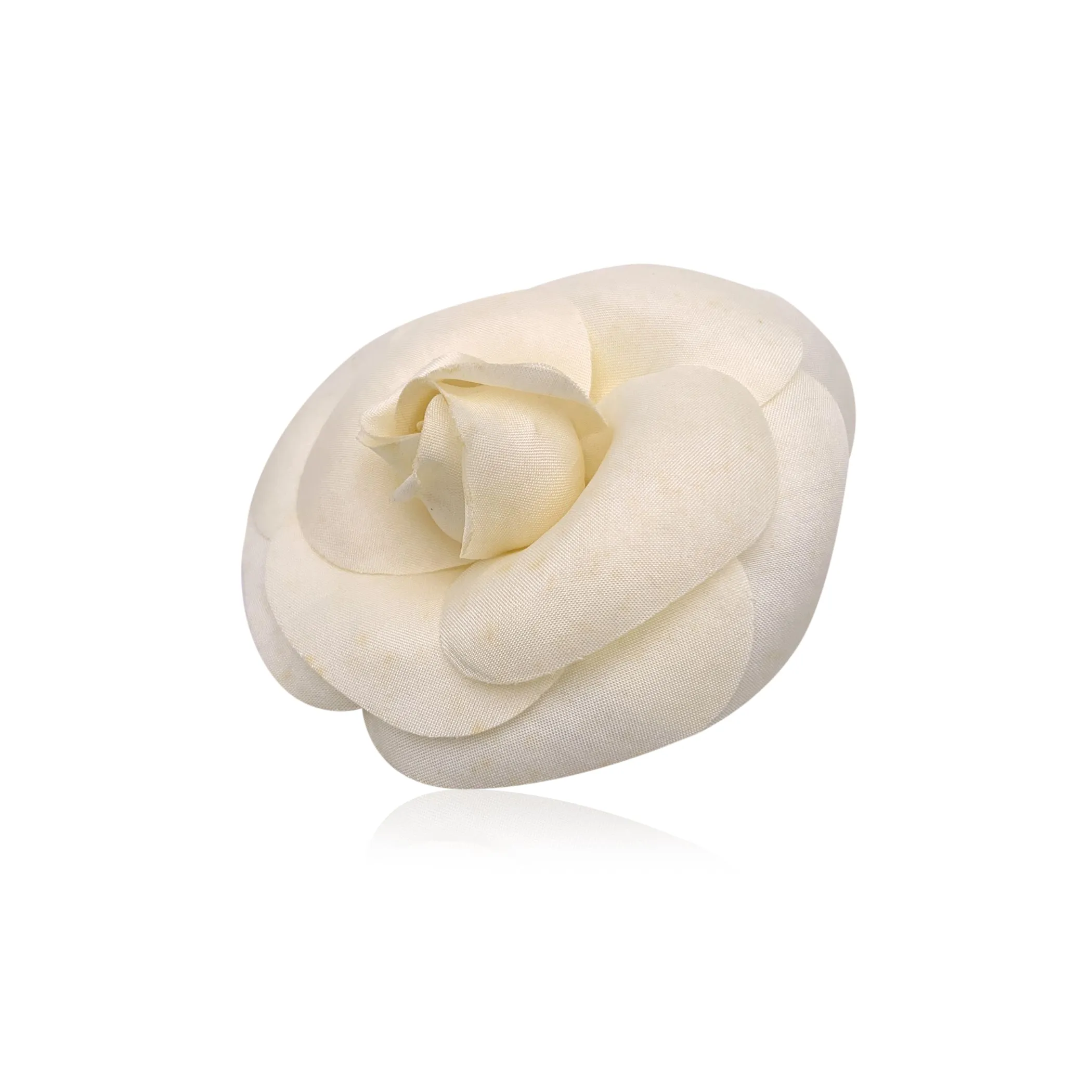 Chanel Vintage White Cloth Flower Camelia Camellia Brooch Pin