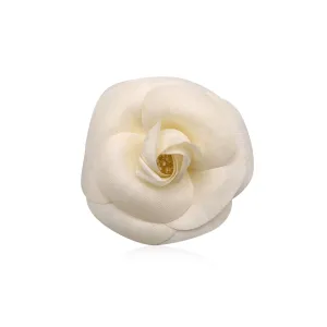 Chanel Vintage White Cloth Flower Camelia Camellia Brooch Pin