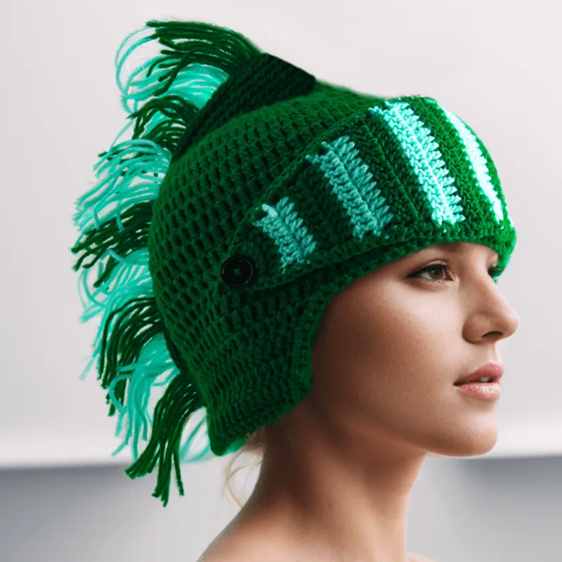 Color Block Knitted Mohawk Beanie Hat
