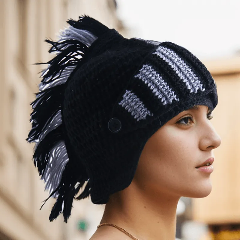 Color Block Knitted Mohawk Beanie Hat