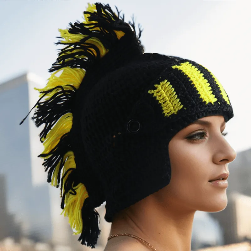 Color Block Knitted Mohawk Beanie Hat
