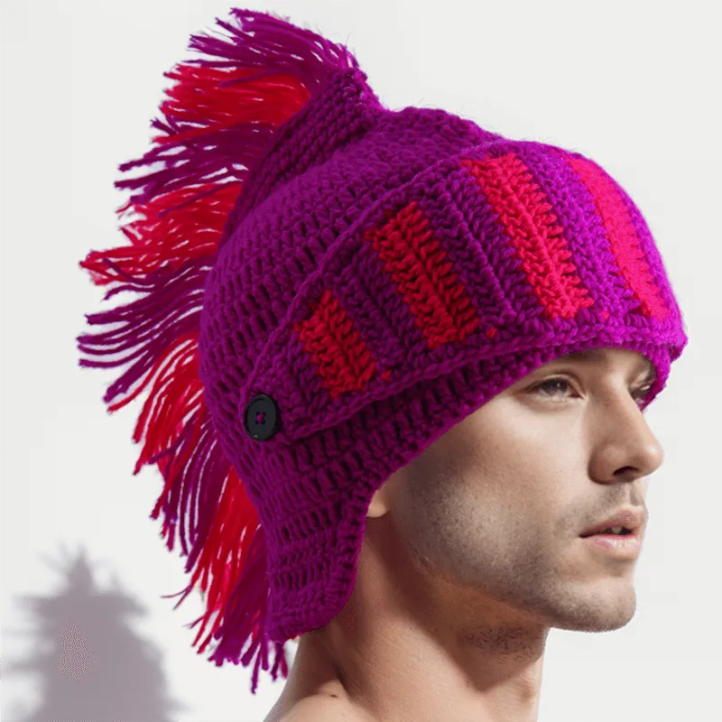 Color Block Knitted Mohawk Beanie Hat