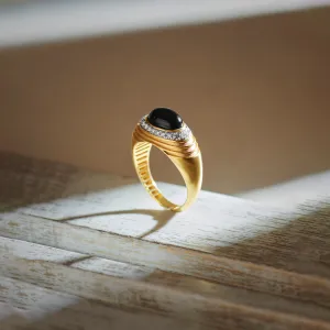 Created Black Onyx Signet Ring