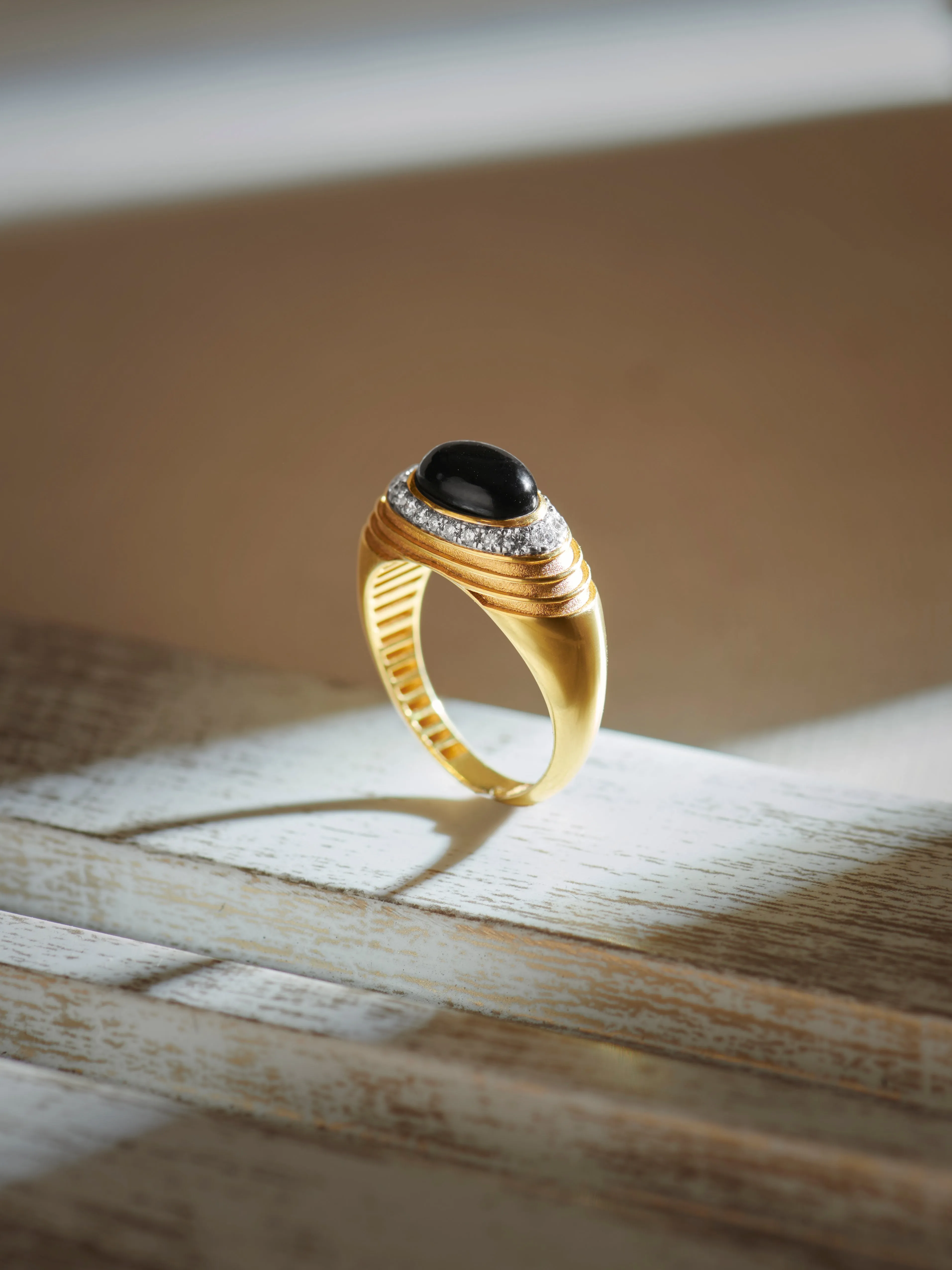 Created Black Onyx Signet Ring