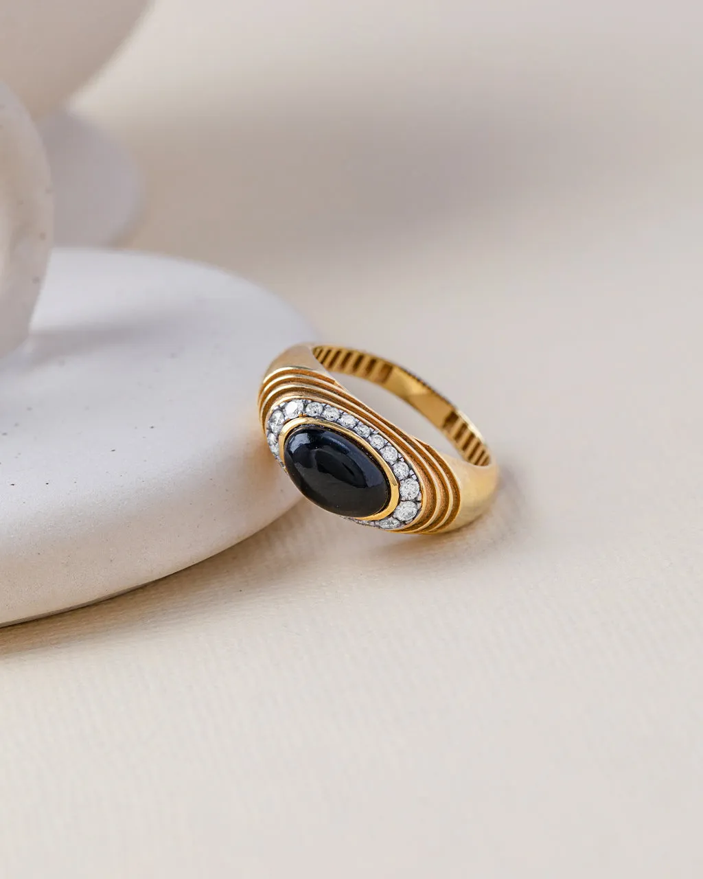 Created Black Onyx Signet Ring