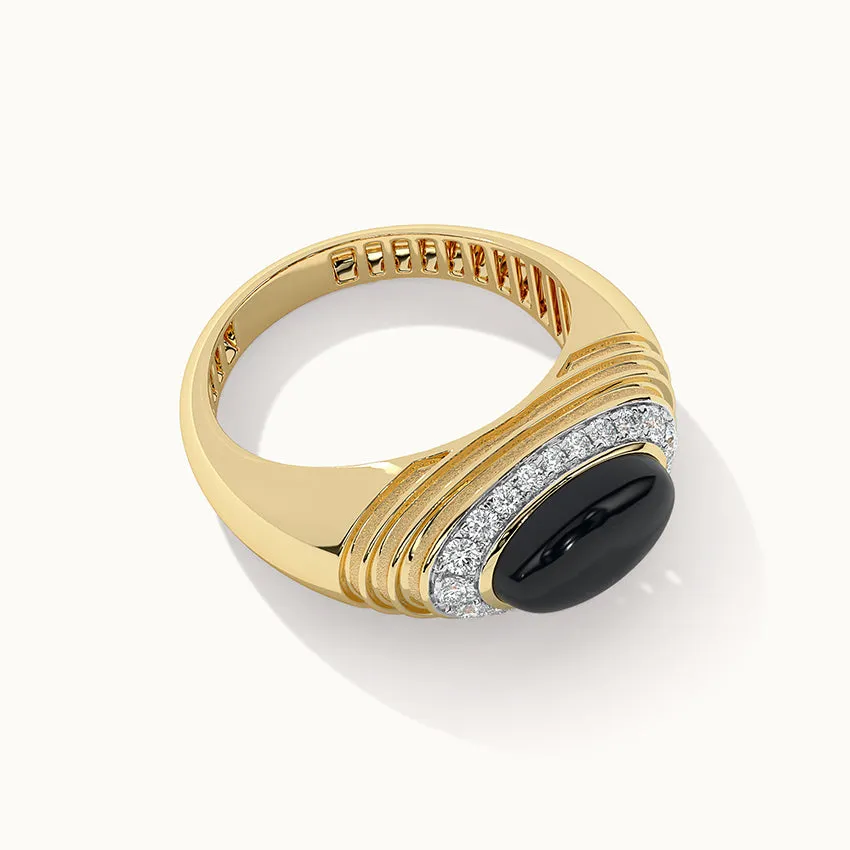 Created Black Onyx Signet Ring